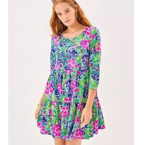 Lilly Pulitzer Geanna 3/4 Sleeve Dress | Resort White Disney Dreamin | Minnie